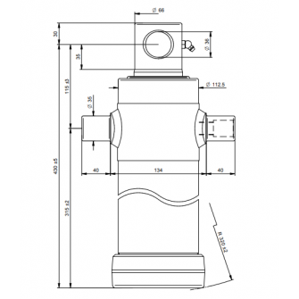 Teleskopski cilinder 2 stopnje 9 ton 595mm z luknjo 4021F